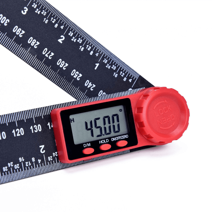 0-200Mm 0-300Mm 360 ° LCD Display Carbon Fiber Digital Angle Ruler Inclinometer Electron Goniometer Protractor Angle Finder Meter Measuring Tool - MRSLM