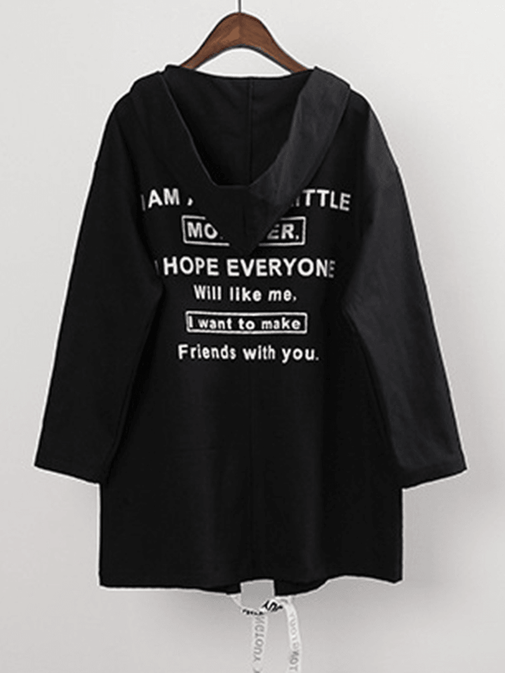 Back Letters Printed Hooded Thin Windbreaker Cardigans - MRSLM