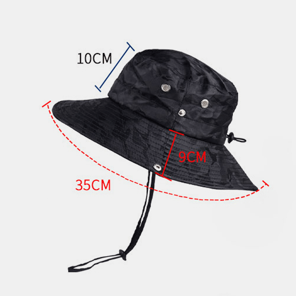 Men Camouflage 360 Degree Protection Wide Brim Outdoor Fishing Climbing UV Protection Waterproof Breathable Bucket Hat - MRSLM