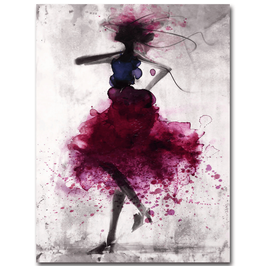 Fashion Red Girl Minimalist Abstract Art Canvas Oil Print Paintings Framed/Unframed - MRSLM