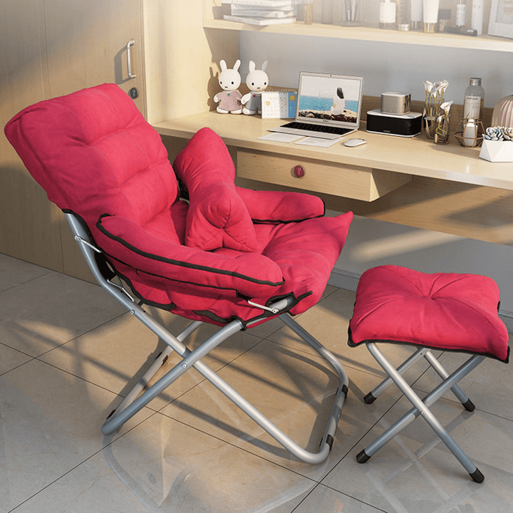 2Pcs/Set Folding Sofa with Footstool Lazy Lounge Chair Adjustable Backrest for Home - MRSLM