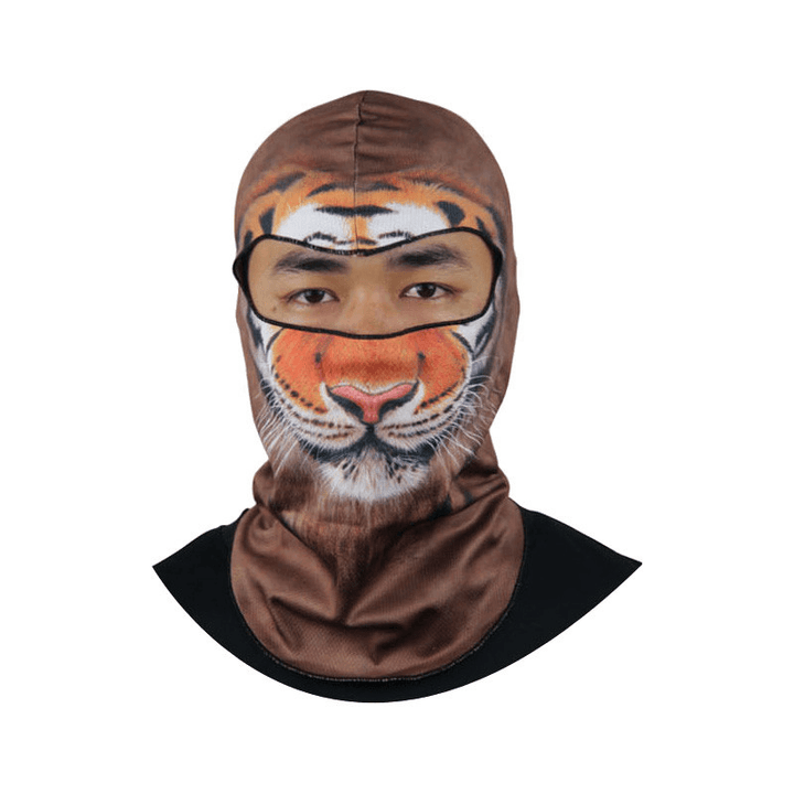 3D Animal Full Face Mask Hat Cute Ski Balaclava Neck Hood Windproof Warm Cycling - MRSLM