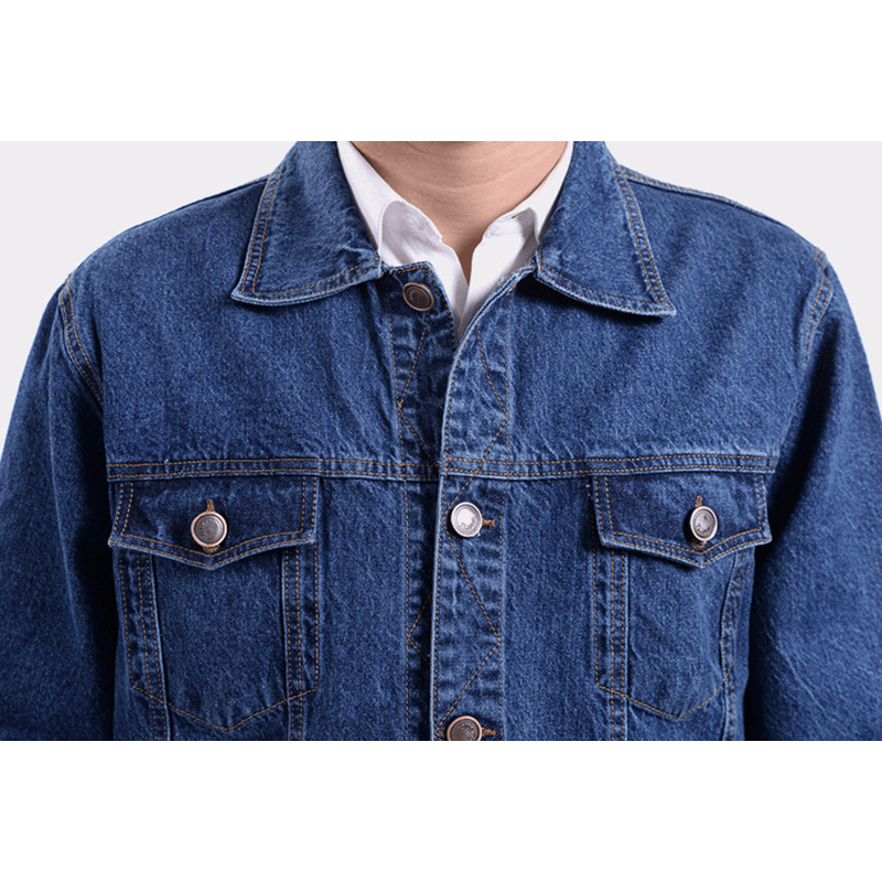 Mens Cotton Welder Anti-Static Tooling Overalls Turn down Collar Denim Coats - MRSLM