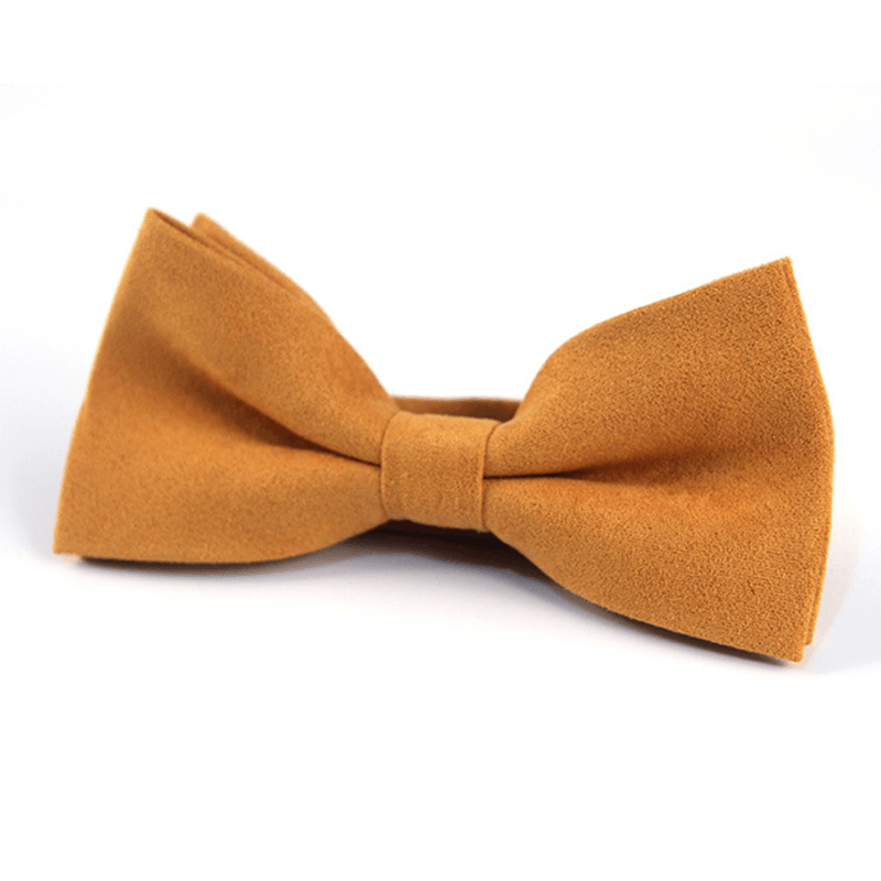 Men Solid Double Layer Formal Suit Corduroy Business Bow Tie - MRSLM