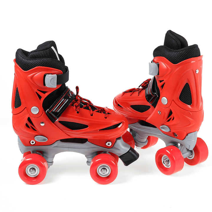 Kids Adjustable Roller Skates Double Line Skates for Children Two Line Skating Shoes with PVC 4 Wheels - MRSLM