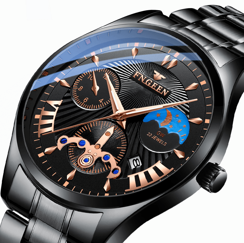 Business Luminous with Calendar Dial Stainless Steel Band Waterproof Men Quartz Watch - MRSLM