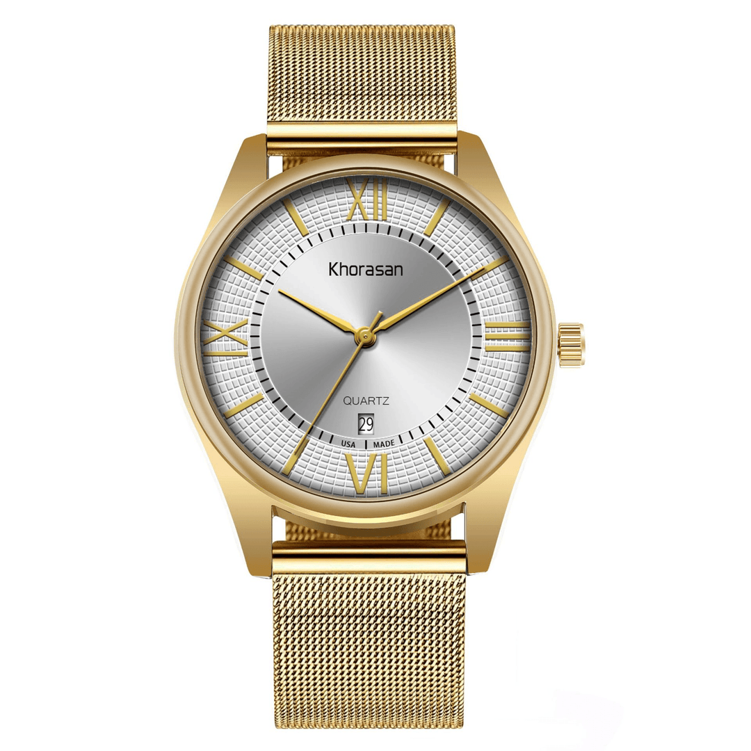 Khorasan Alloy Men Business Watch Decorated Pointer Calendar Quartz Watch - MRSLM