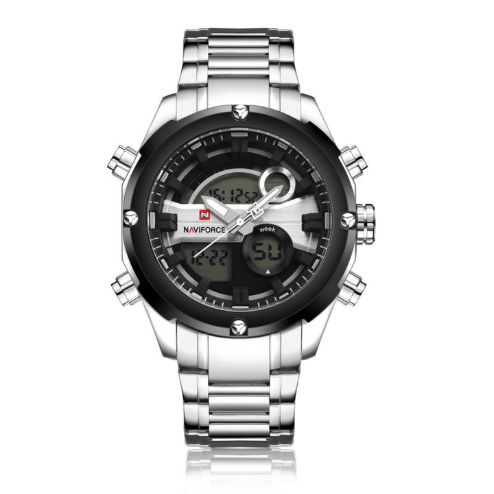 NAVIFORCE NF9088 Fashion Men Dual Display Watch Luxury Stainless Strap Sport Watch - MRSLM