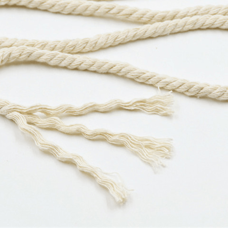 8Mm Diameter Macrame Cord Twisted Cotton Rope White Beige Handmake String for DIY Home Decorative Accessoreis - MRSLM