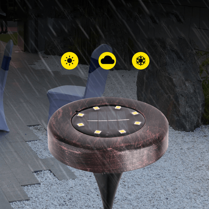 8 LED Solar Ground Lights Waterproof Disk Light Super Bright Smart Camping Lamp for Lawn Pathway Yard Driveway - MRSLM