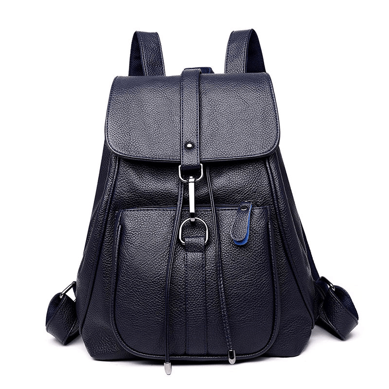 Soft PU Leather Backpack Ladies Casual Shoulder Bag Outdoor Hunting Travel Rucksack - MRSLM