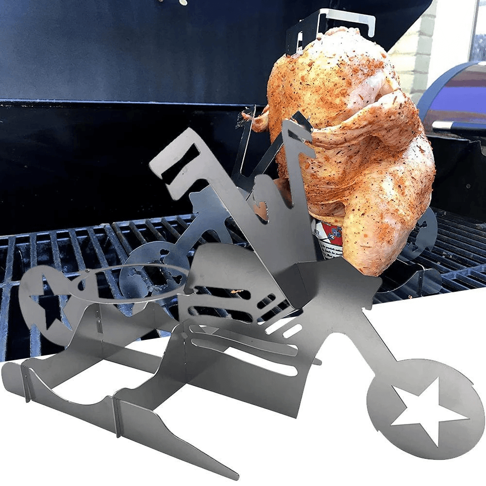 Chicken Stand Funny American Motorcycle BBQ Steel Rack Tools Funny Roast Chicken Rack Grilling Roast Rack for Party Family Events Camping - MRSLM