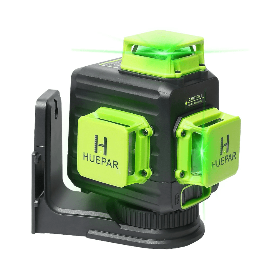 Huepar B03CG 3D Cross Line Self-Leveling Laser Level 12 Lines Green Beam Li-Ion Battery with Type-C Charging Port Hard Carry Case - MRSLM