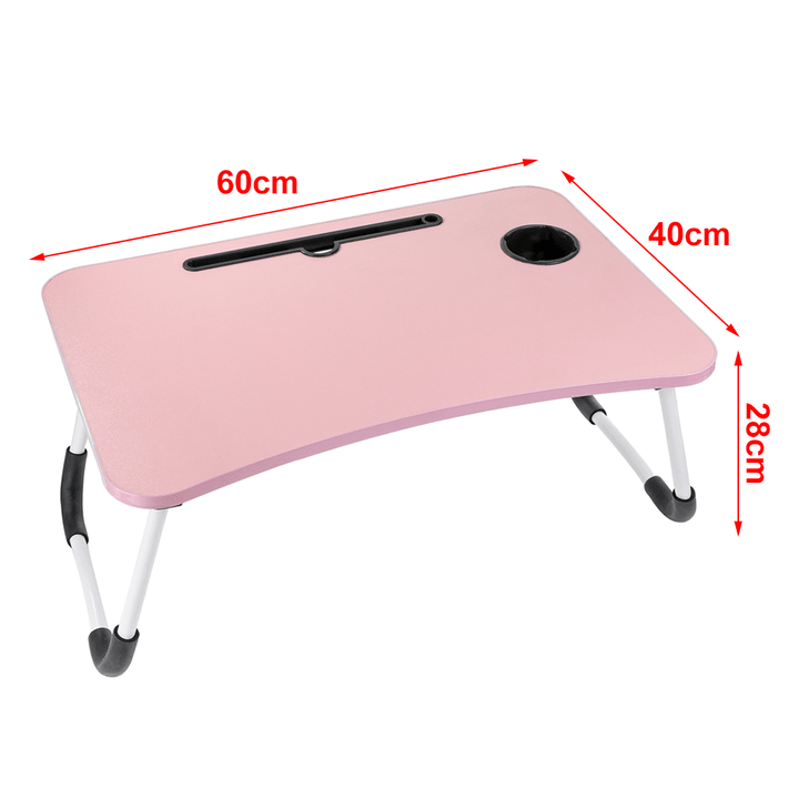 60 X 40 X 28Cm Bed Tray Desk Folding Computer Desk with Card Slot and Cup Holder - MRSLM