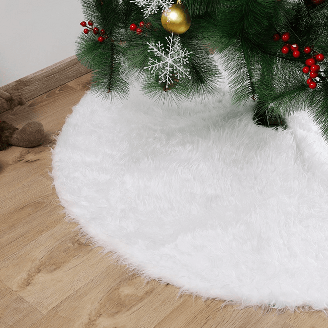 2020 White Plush Christmas Tree Skirt Christmas Decoration for Home Soft Hair White round Carpet Christmas Decor - MRSLM