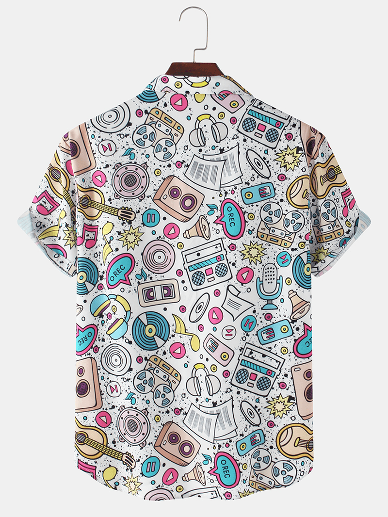 Mens Funny Multi Abstract Patterns Cartoon Short Sleeve Causal Shirts - MRSLM