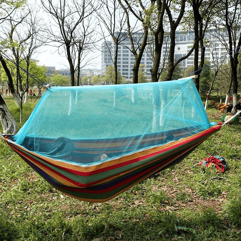 Outdoor Portable Swing Hammock Camp Patio Yard Hanging Tree Bed with Mosquito Net - MRSLM