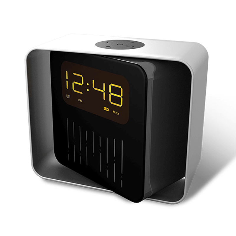 USB Charging LED BT/TF/FM Bluetooth Speaker 360 Rotation Radio Alarm Clock - MRSLM