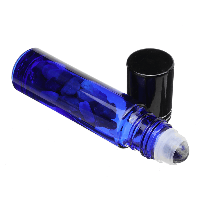 10Pcs Natural Crystals Glass Essential Oil Gemstone Roller Ball Chip inside Bottles - MRSLM