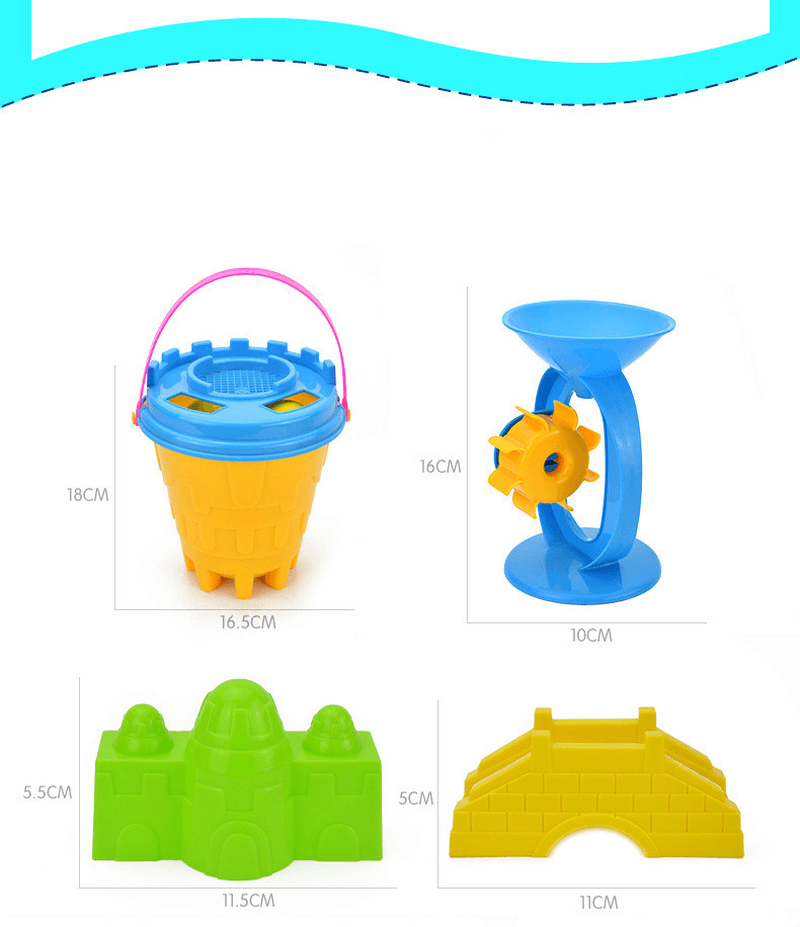 25-Piece Castle Bucket Sand Pool for Playing with Beach Bucket Shovel - MRSLM