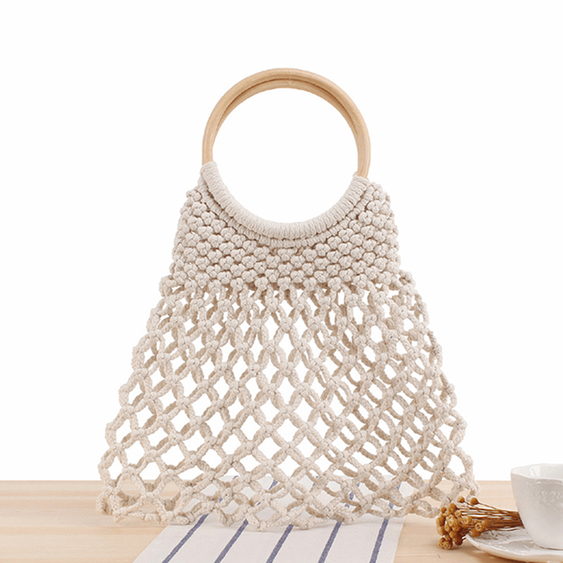 Casual Fabrics Net Beach Bag Solid Handbag for Women - MRSLM