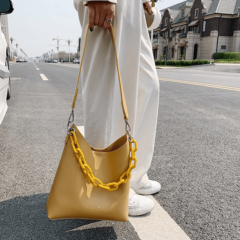 Women 2Pcs Casual Chain Bucket Bag Shoulder Bag - MRSLM