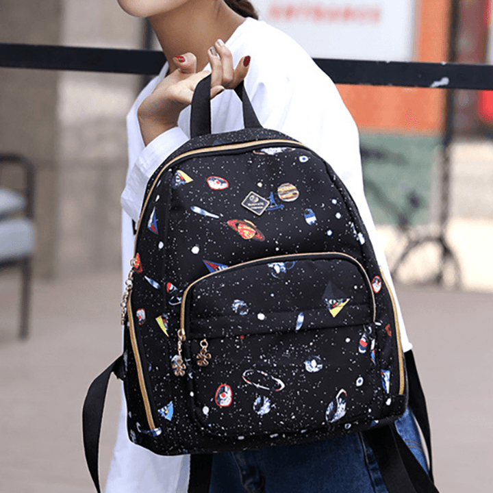 Women Nylon Starry Sky Pattern Backpack - MRSLM