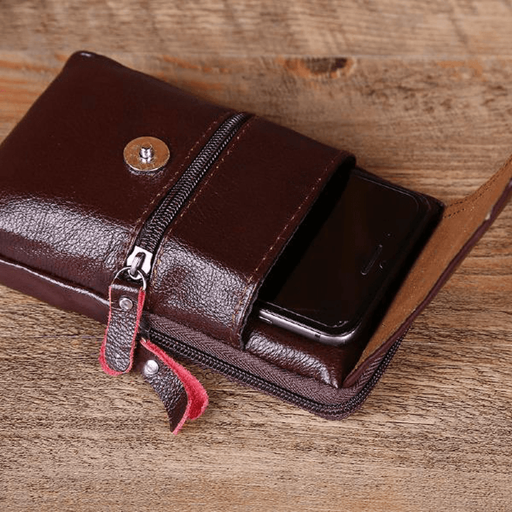 Men Retro Faux Leather Waist Bag Phone Bag - MRSLM