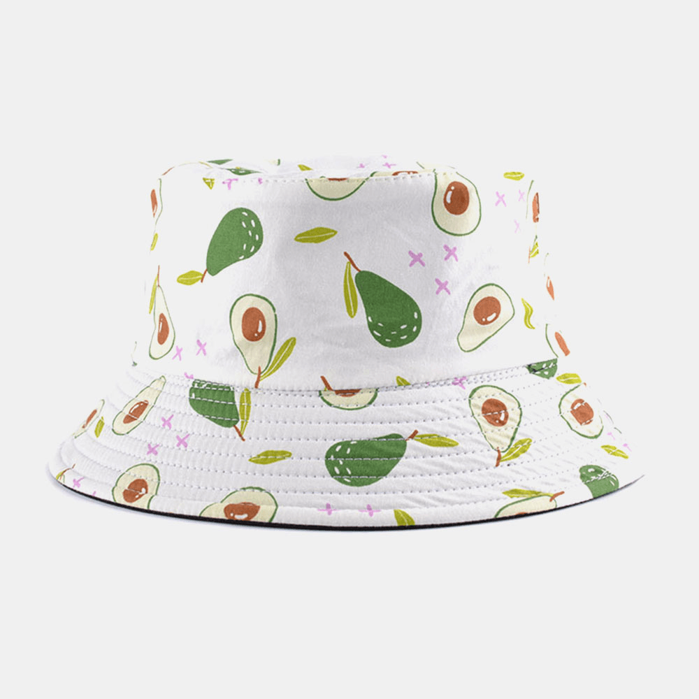 Unisex Cotton Double-Sided Cartoon Fruit Pattern Printing Fashion Sunshade Bucket Hat - MRSLM