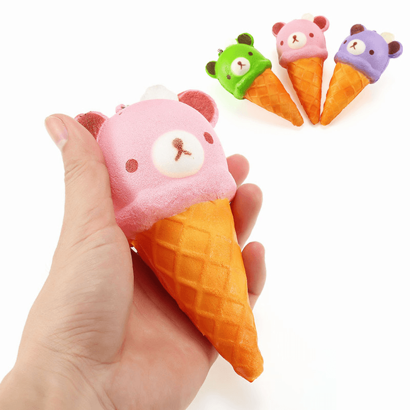 Squishy Ice Cream Bear Soft Slow Rising Collection Gift Decor Squish Squeeze Toy - MRSLM