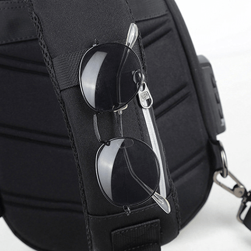 Men Large Capacity USB Charging Multi-Layers Waterproof Crossbody Bag Chest Bag Sling Bag - MRSLM