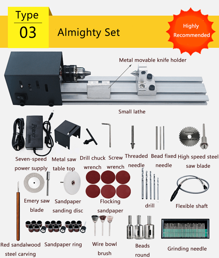 Raitool® 80W 24V Mini Lathe Beads Polisher Machine Woodworking Craft DIY Rotary Tool Beads Grinding Polishing - MRSLM