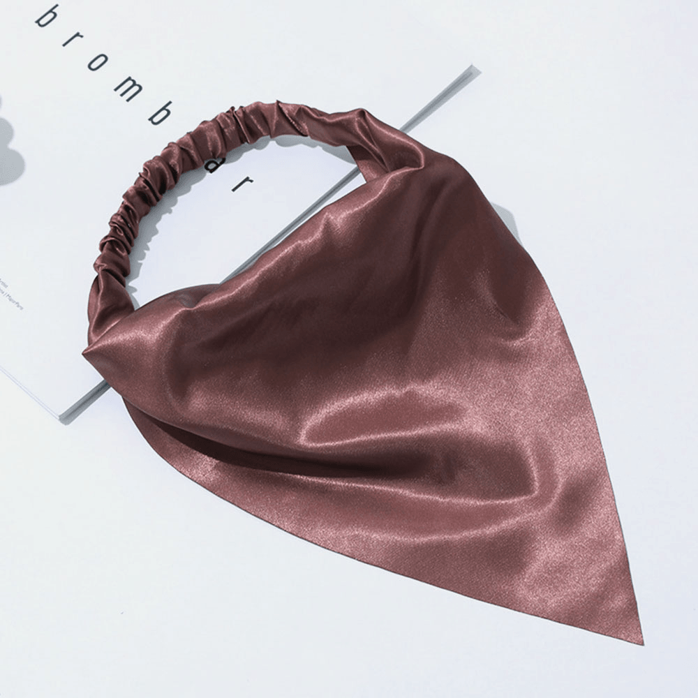 Women Chiffon Solid Color Elastic Wild Triangle Scarf Headband Headscarf Headwear - MRSLM