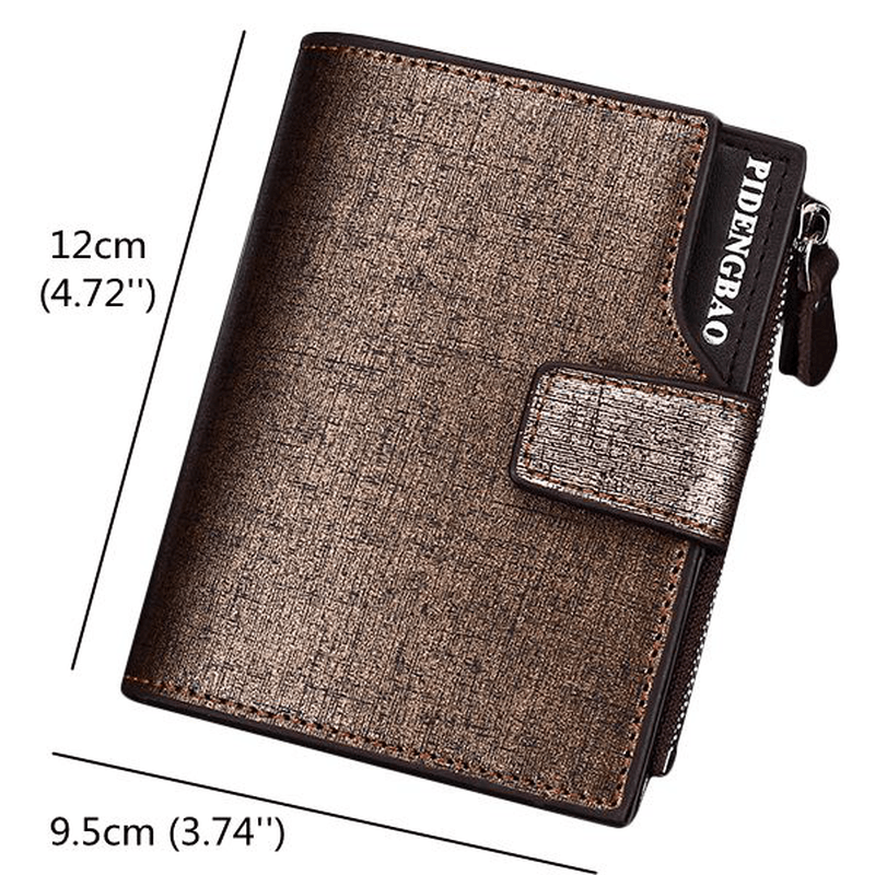 Men PU Leather Casual Wallet Hasp Zipper Credit Card Holder Coin Bag - MRSLM