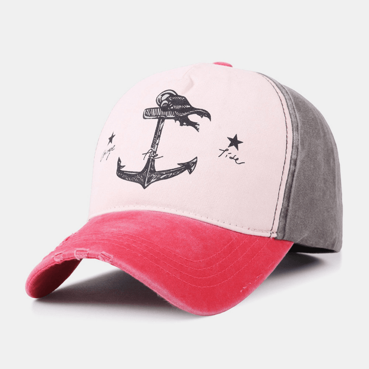 Unisex Make-Old Pirate Ship Anchor Pattern Ivy Cap Outdoor Suncreen Baseball Hats Stretch Fit Cap - MRSLM