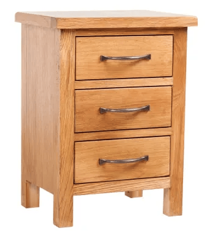 Solid Oak Wood Nightstand with 3 Storage Drawers Living Room Bedroom Stand Brown 15.7"X11.8"X21.3" - MRSLM