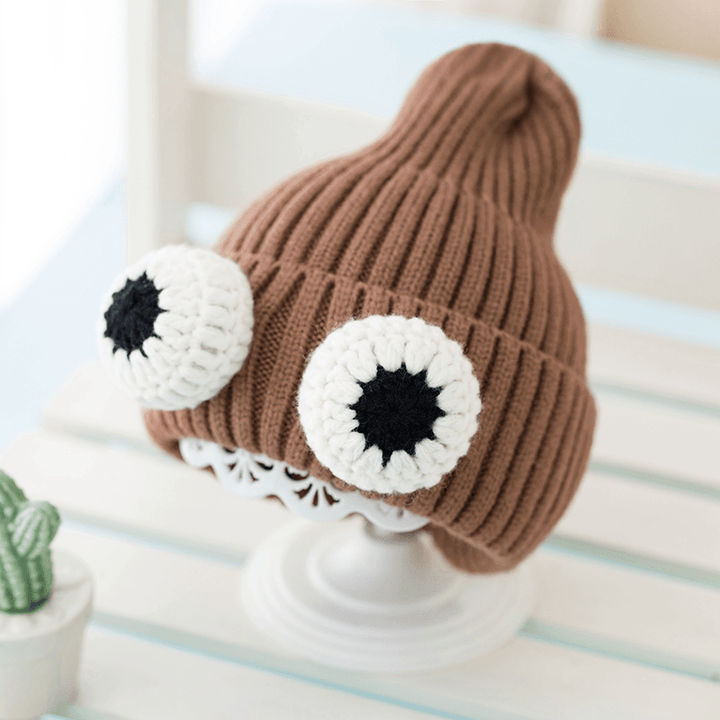 Autumn and Winter Baby Hats Korean Version of Big Eyes Girls Knitted Hats Boys Ear Protection Warm Hats Children'S Woolen Hats - MRSLM