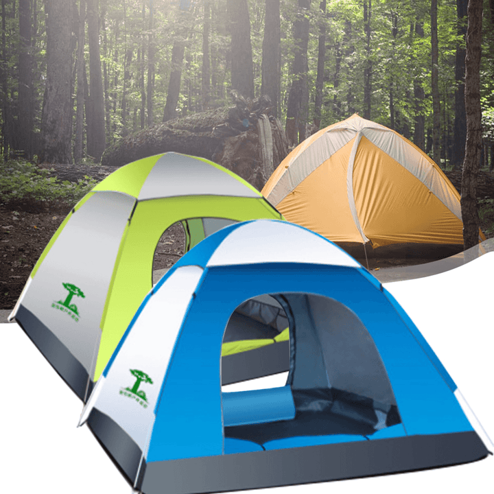 3-4 Person Waterproof Automatic Tent Outdoor Camping Sleeping Tent 210D Oxford Cloth Traveling Beach Tent - MRSLM