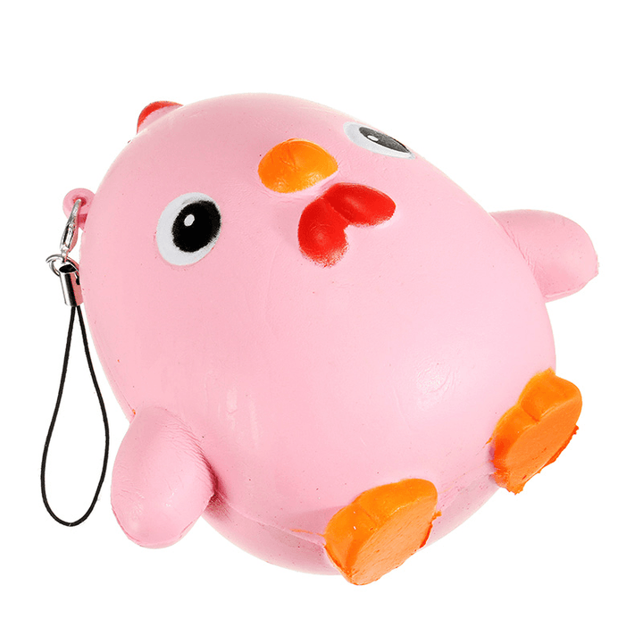 Squishy Pink Chicken Jumbo 10Cm Slow Rising Collection Gift Decor Soft Toy Phone Bag Strap - MRSLM