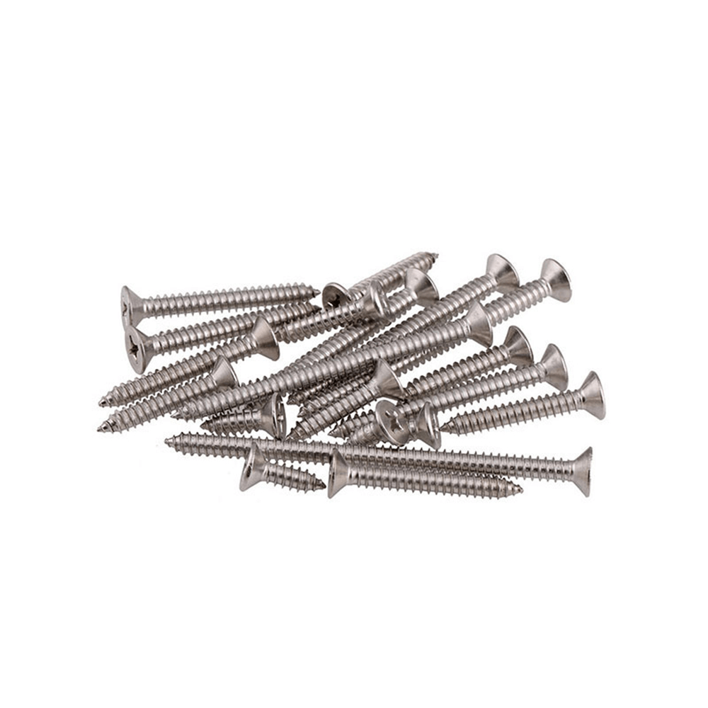 Suleve M3.5SP1 100Pcs M3.5 304 Stainless Steel Cross Flat Head Self Tapping Screw Wood Screws Speaker Screws Optional Length - MRSLM