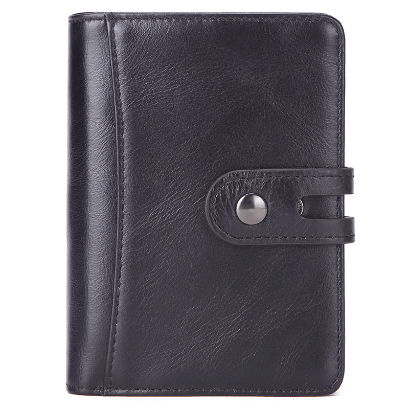 Men Genuine Leather Fashion Design Retro Style Zipper Wallet - MRSLM