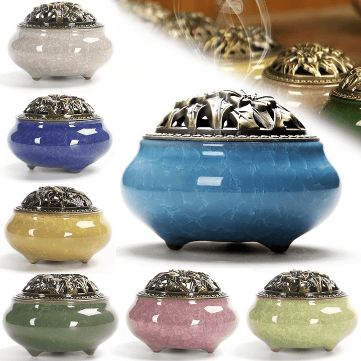 Ceramic Incense Burners Portable Porcelain Censer Buddhism Incense Holder Home Tea House Yoga Studio Decorations - MRSLM