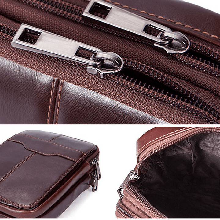 Women Genuine Leather Casual Business Vintage Crossbody Bag - MRSLM