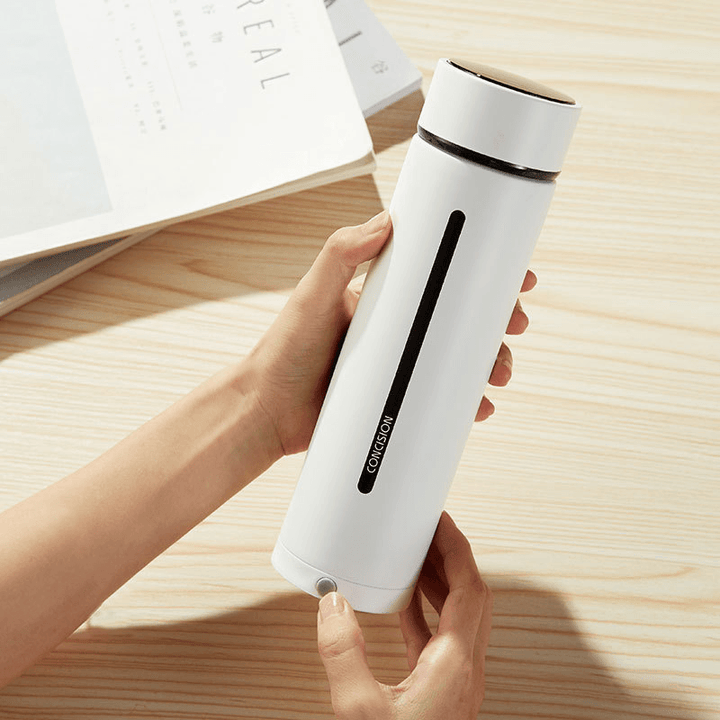 Ipree® 450Ml Insulated Cup Smart LCD Temperature Display Vacuum Thermos Food Grade Stainless Steel Water Bottle with Phone Holder - MRSLM