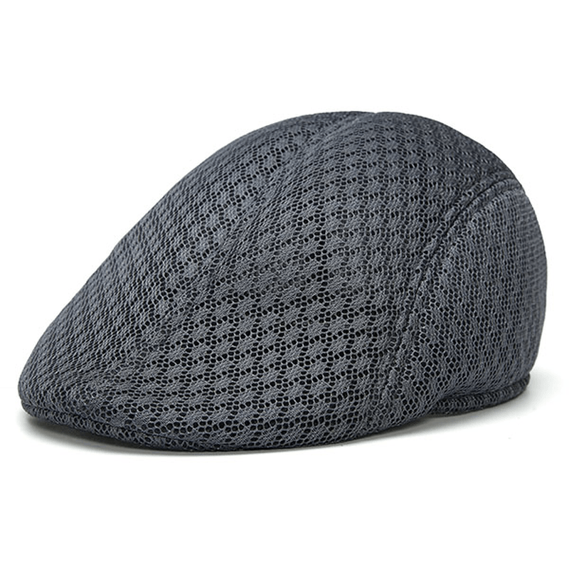 Unisex Mesh Beret Hats Breathable Solid Outdoor Sports Cabbie Golf Gentleman Visor Cap - MRSLM