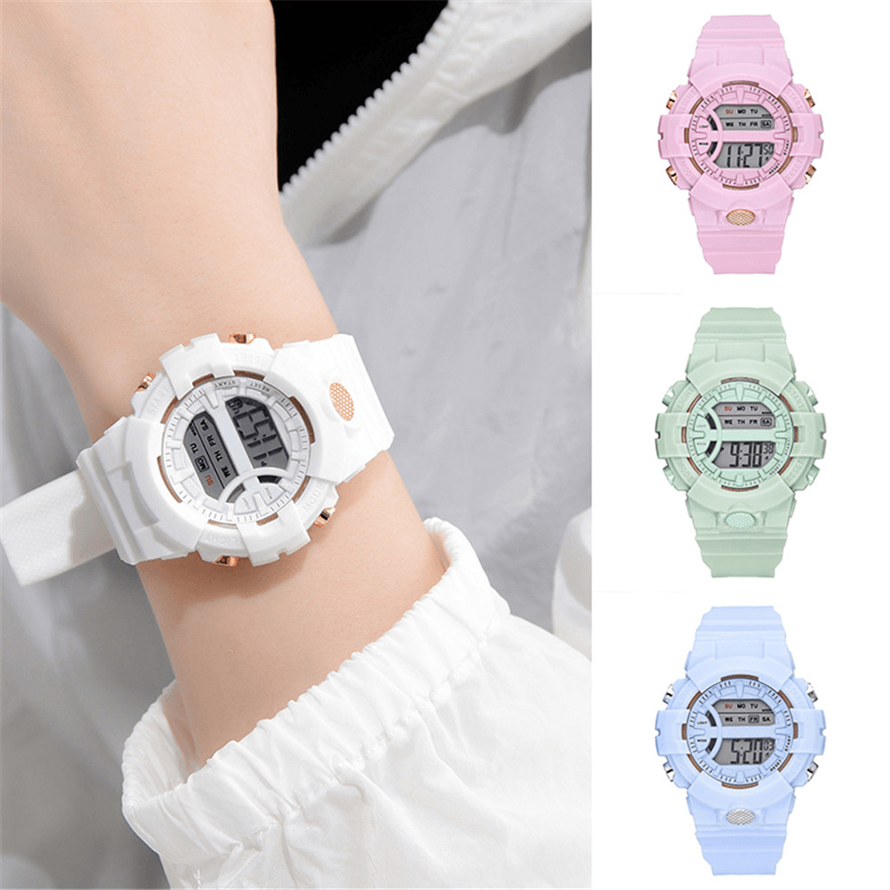 HONHX 592 Fashion Casual Time Week Display Silicone Strap LED Digital Watch Women Watch - MRSLM