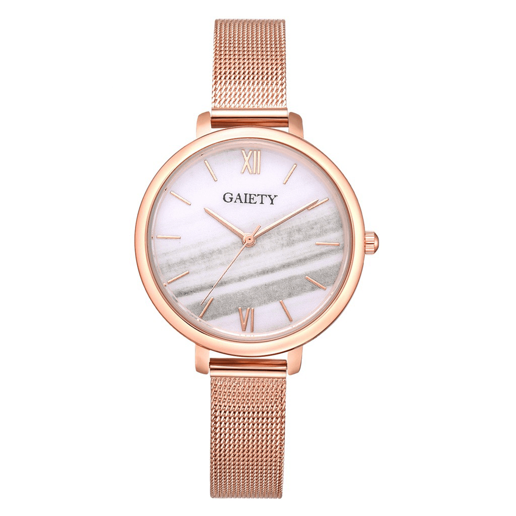 GAIETY G574 Colorful Rose Gold Steel Band Ladies Wrist Watch Ultra Thin Quartz Watch - MRSLM