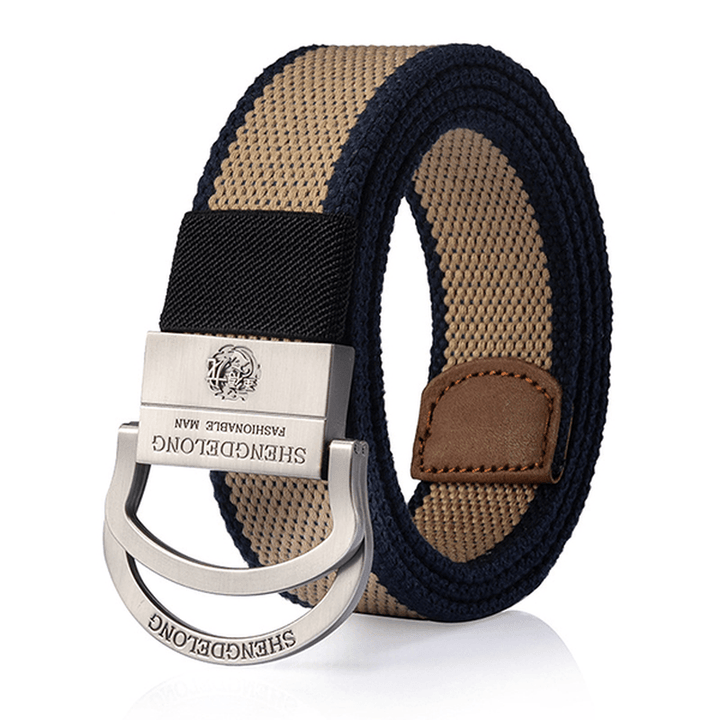 125CM Mens Double Ring Alloy Buckle Belt Outdoor Canvas Military Tactical Jeans Strip - MRSLM