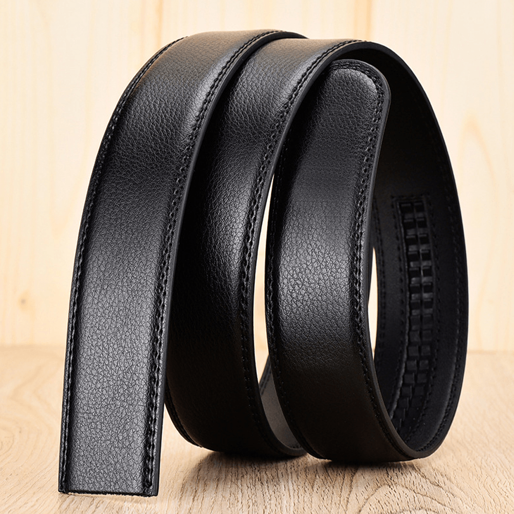 Men'S Leather 110/115/120/125CM Ratchet Dress Belt with Automatic Buckle Business Jeans Suits Cowhide Belt - MRSLM