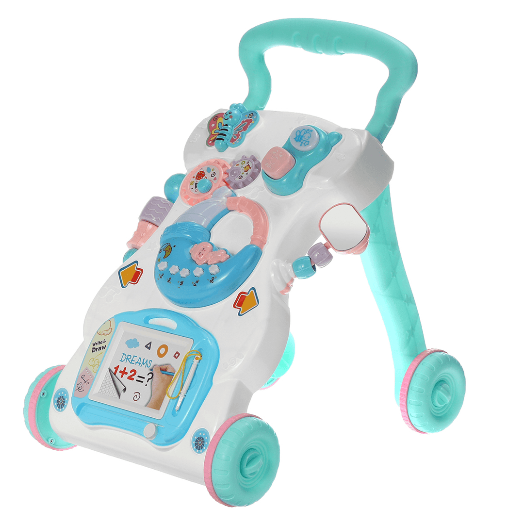 Baby Adjustable Speed Walker Multifuctional Toddler Kids Learning Walking Musical Piano Drawing Gift - MRSLM